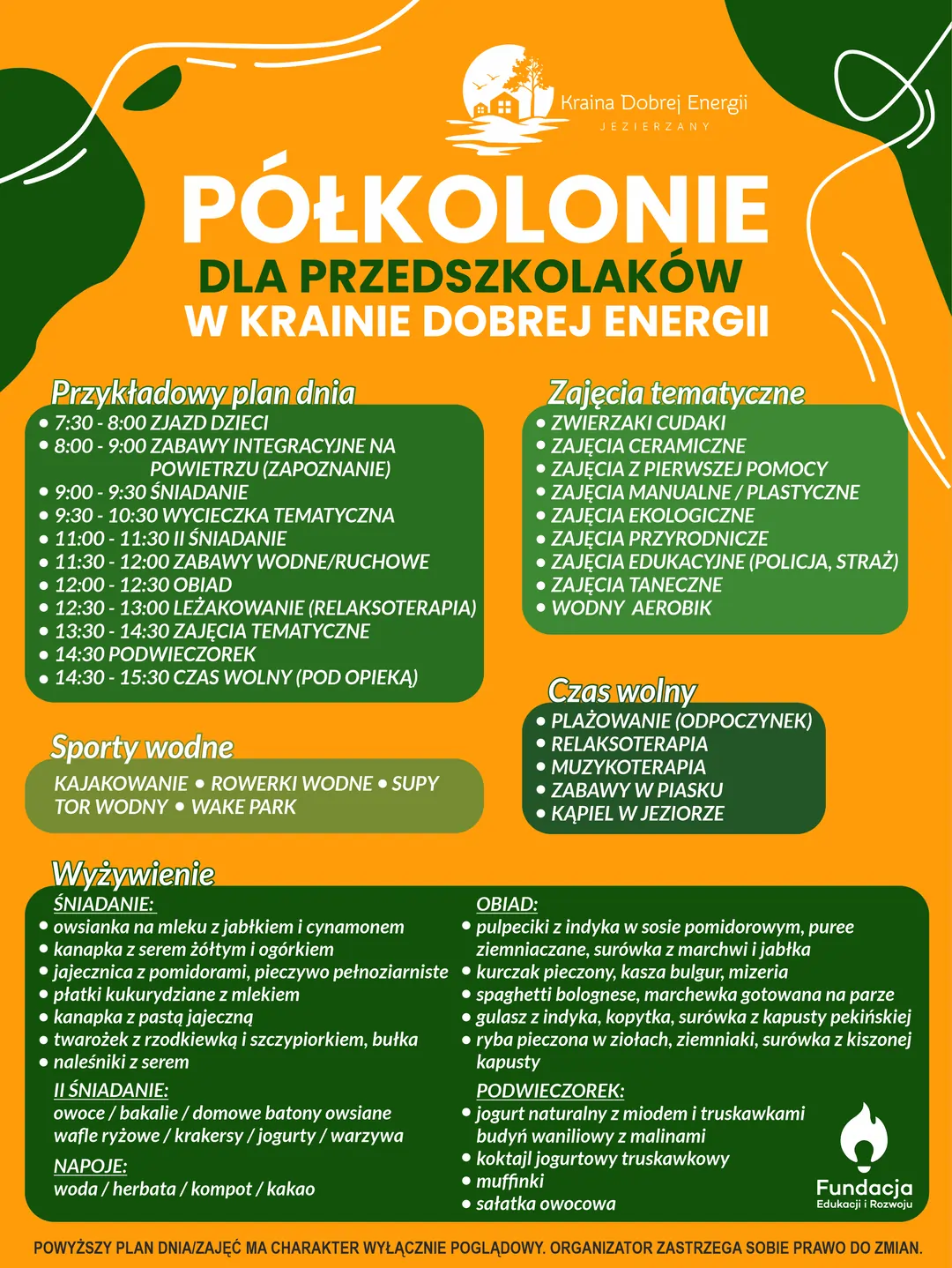 plan półkolonii dla przedszkolaków